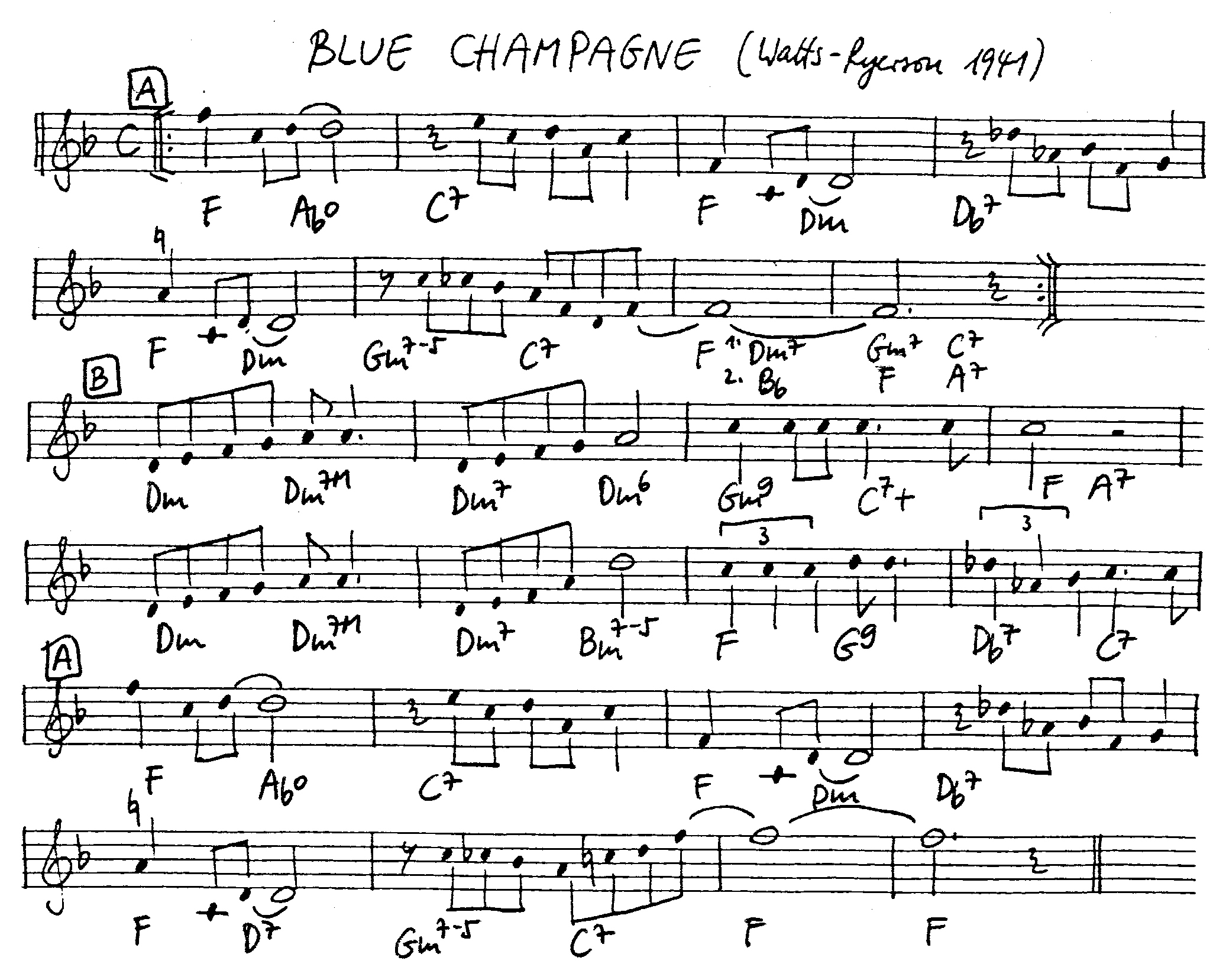 blue champagne leadsheet – book us for your next 20s or gatsby event